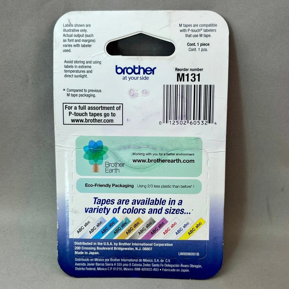 Brother M-131 P-Touch Label Tape 1/2 Inch Black on Clear NEW M-Series 12mm x 8m